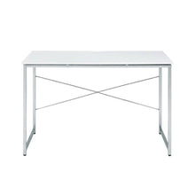 White And Chrome Finish Writing Desk With Modern Design