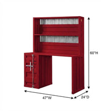 Red Cargo Desk And Hutch With Spacious Workspace And Storage Options