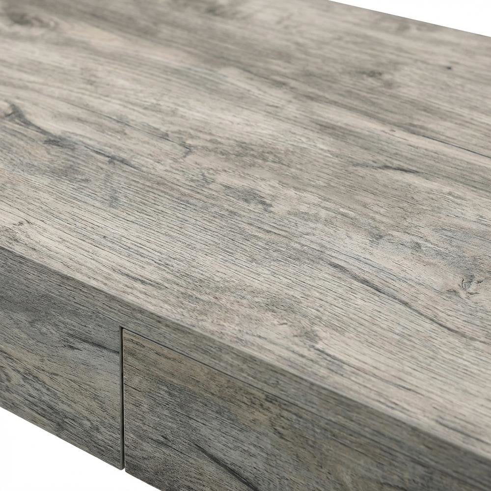 Light Weathered Oak And Black Finish Office Desk With Built-In Usb Port