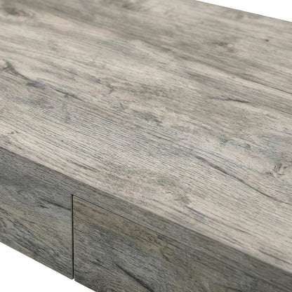Light Weathered Oak And Black Finish Office Desk With Built-In Usb Port