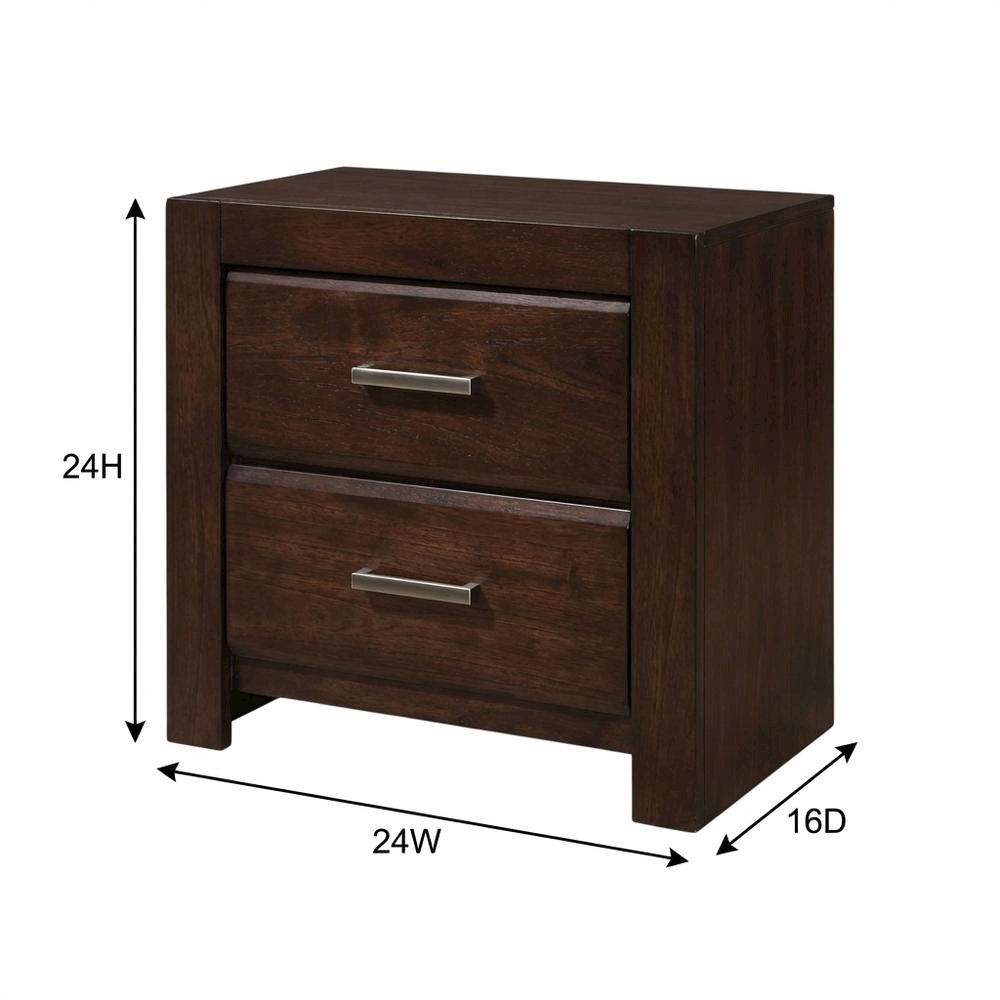 Walnut Nightstand with Wooden Finish and Sturdy Construction