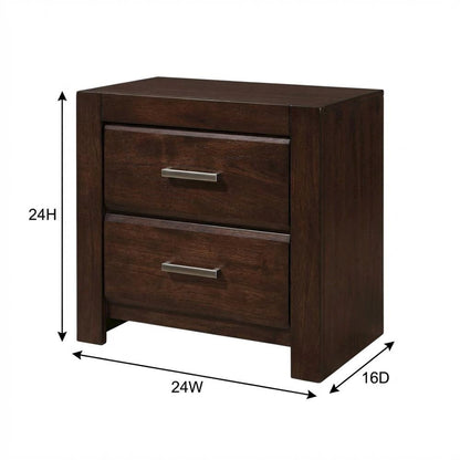 Walnut Nightstand with Wooden Finish and Sturdy Construction