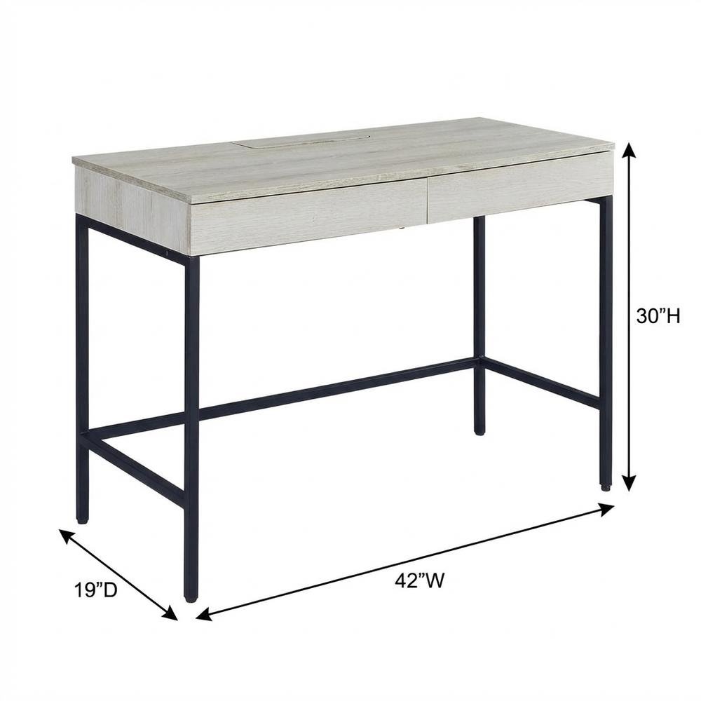 Black And Multi Office Desk With Metal Tube Frame And Laminate Surface