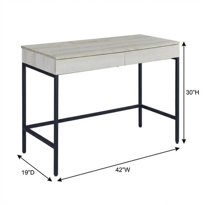 Black And Multi Office Desk With Metal Tube Frame And Laminate Surface