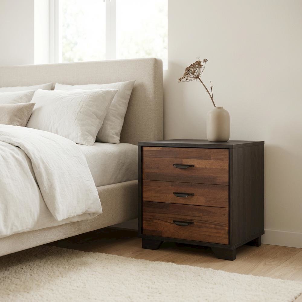 Walnut Bedroom Nightstand with Espresso Finish and Modern Design