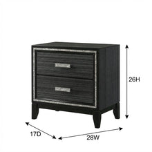 Weathered Black Nightstand with Wooden Construction and Compact Design