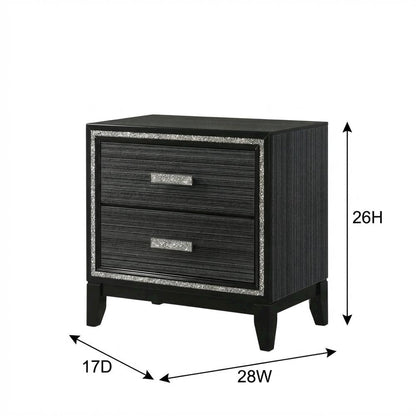Weathered Black Nightstand with Wooden Construction and Compact Design