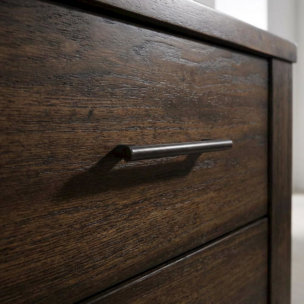Oak Bedroom Nightstand with Country-Cottage Design and Storage Space