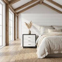 White & Black Bedroom Nightstand with Modern Design and Storage Solution