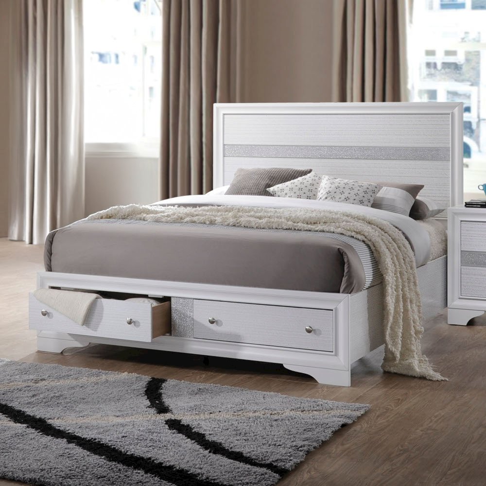 Naima Queen Bed w/Storage White
