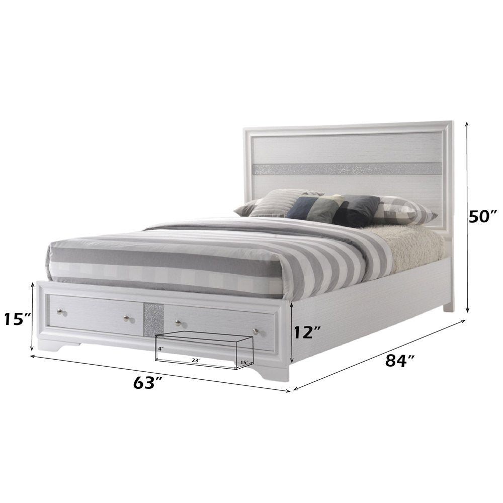 Naima Queen Bed w/Storage White