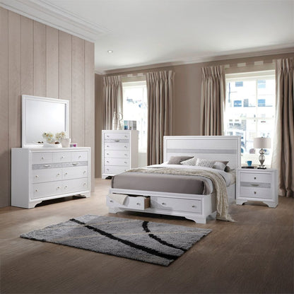Naima Queen Bed w/Storage White