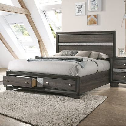 Naima Queen Bed w/Storage Gray