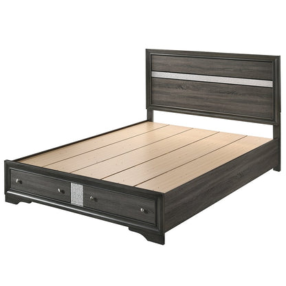 Naima Queen Bed w/Storage Gray