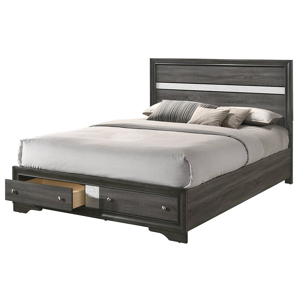 Naima Queen Bed w/Storage Gray