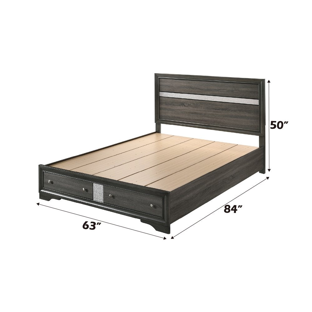 Naima Queen Bed w/Storage Gray