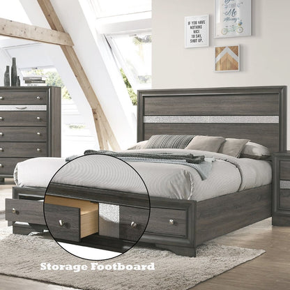 Naima Queen Bed w/Storage Gray