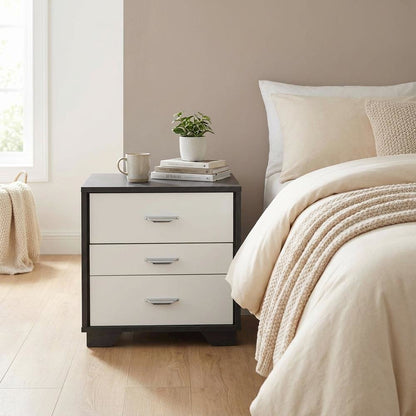 White & Black Bedroom Nightstand with Modern Design and Storage Solution
