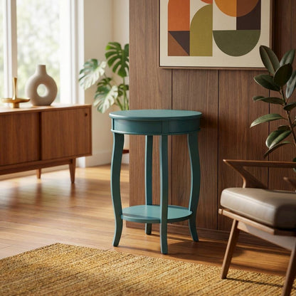 Teal, Accent Side Table, Quality Build, Durable Wood Frame