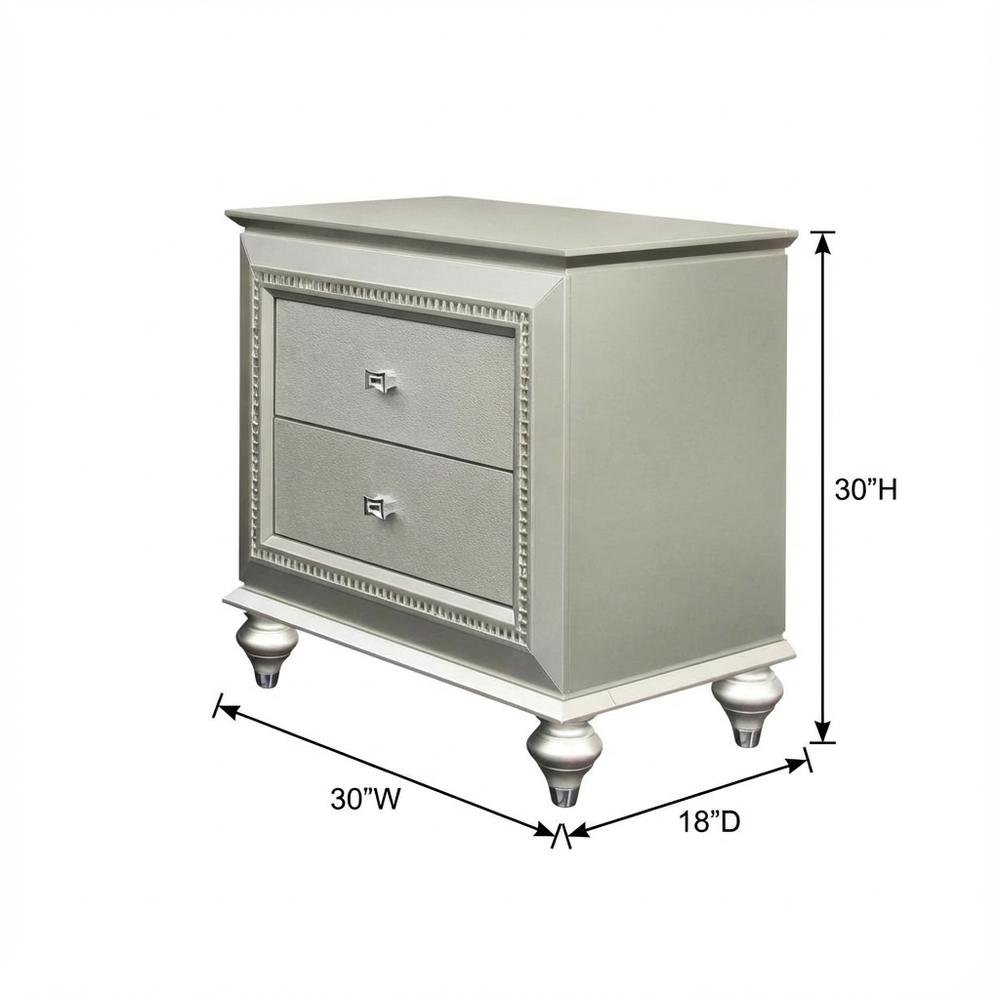 Champagne Nightstand with Glam and Contemporary Design for Bedroom Storage