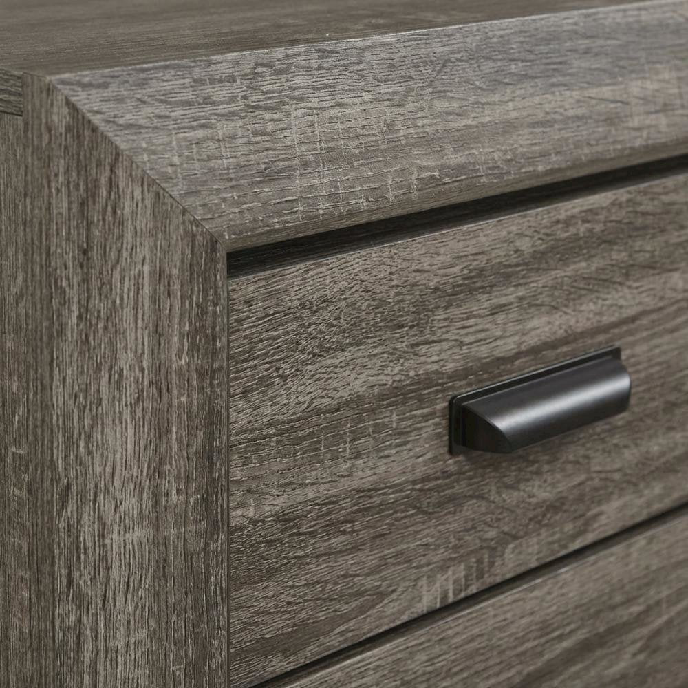 Weathered Gray Grain Bedroom Nightstand with Rustic Country-Cottage Style