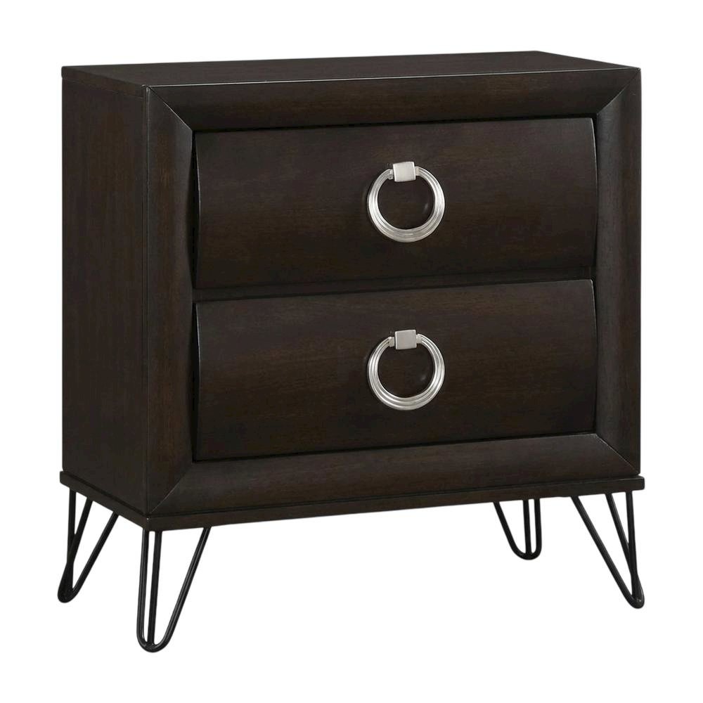 Dark Merlot Nightstand with Transitional Style and Spacious Tabletop