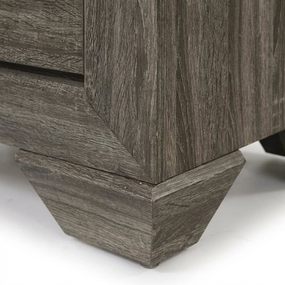 Weathered Gray Grain Bedroom Nightstand with Rustic Country-Cottage Style