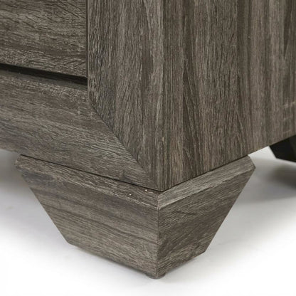 Weathered Gray Grain Bedroom Nightstand with Rustic Country-Cottage Style