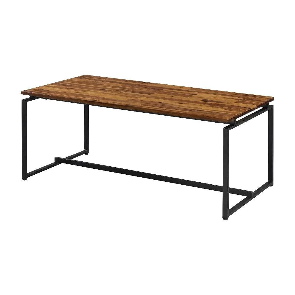 Oak and Black 3-Piece Coffee and End Table Set with Solid Wood Top