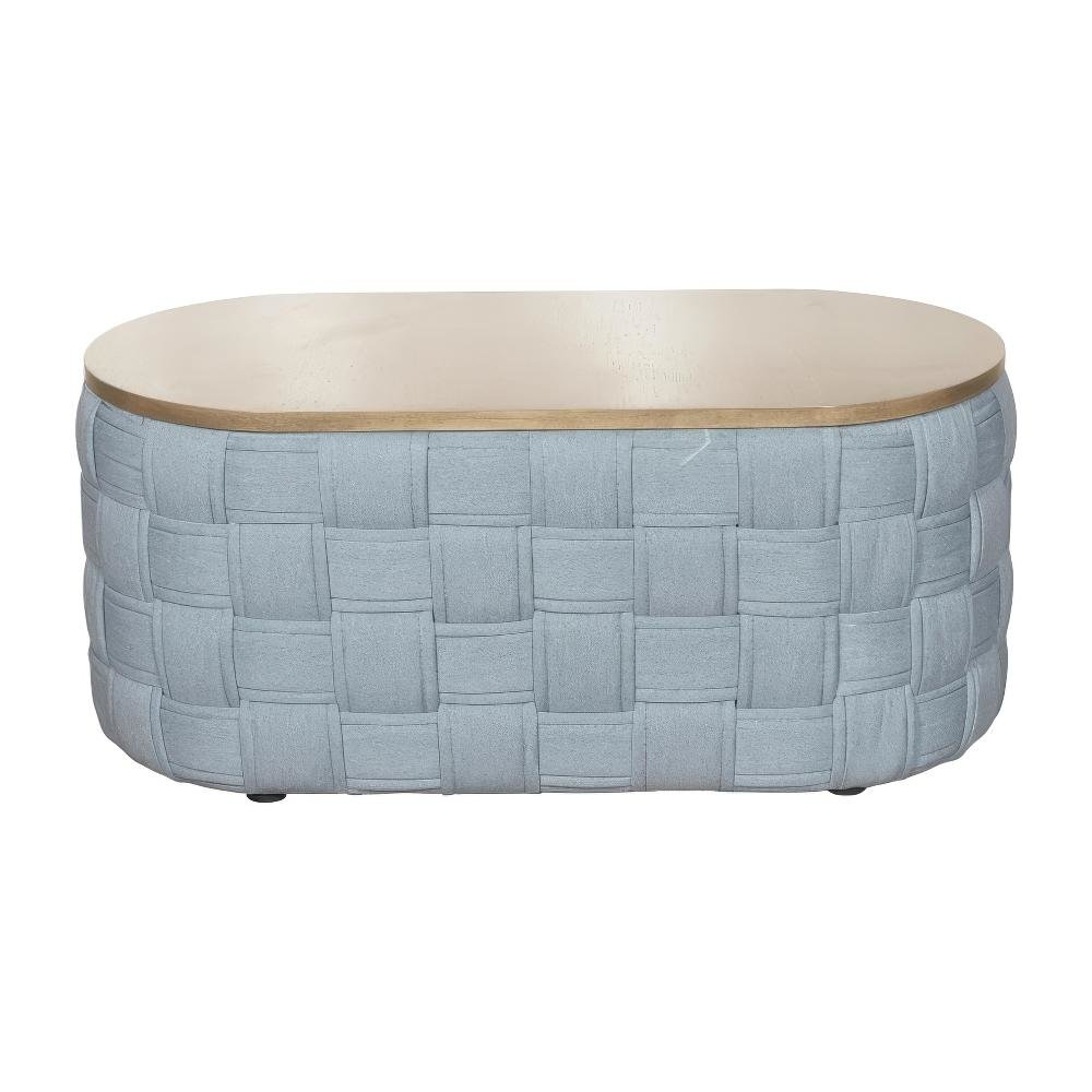 Light Teal Chenille Coffee Table with Soft Upholstery and Sturdy Frame