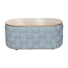 Light Teal Chenille Coffee Table with Soft Upholstery and Sturdy Frame