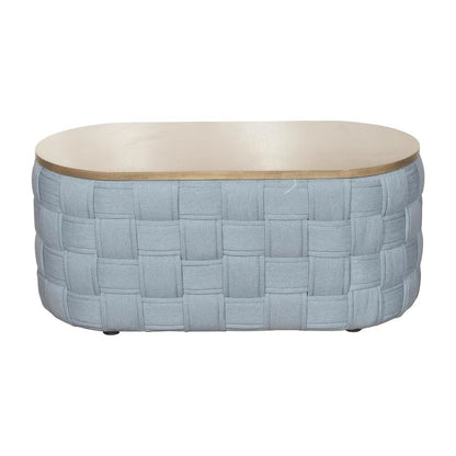 Light Teal Chenille Coffee Table with Soft Upholstery and Sturdy Frame