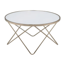 Champagne Coffee Table with Frosted Glass Top and Metal Frame Design