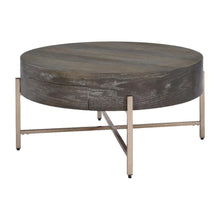 Dark Oak and Champagne Coffee Table with Metal Frame and Wood Veneer Surface