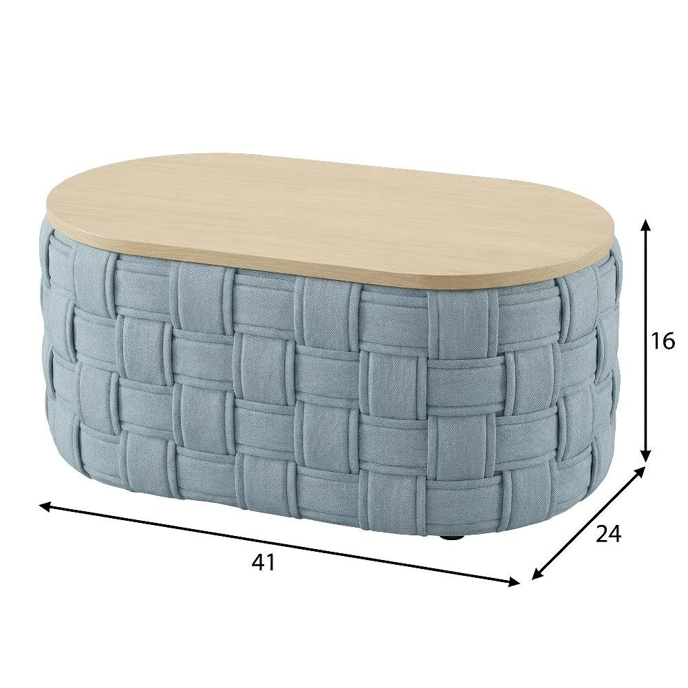 Light Teal Chenille Coffee Table with Soft Upholstery and Sturdy Frame