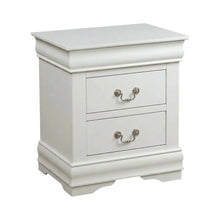 White Traditional Nightstand with Brushed Nickel Handle, Solid Wood Construction