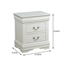 White Traditional Nightstand with Brushed Nickel Handle, Solid Wood Construction