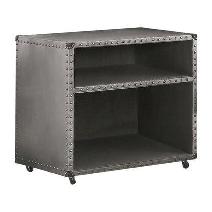 Vintage Brown Aluminum Nightstand with Usb Power Dock and Industrial Style