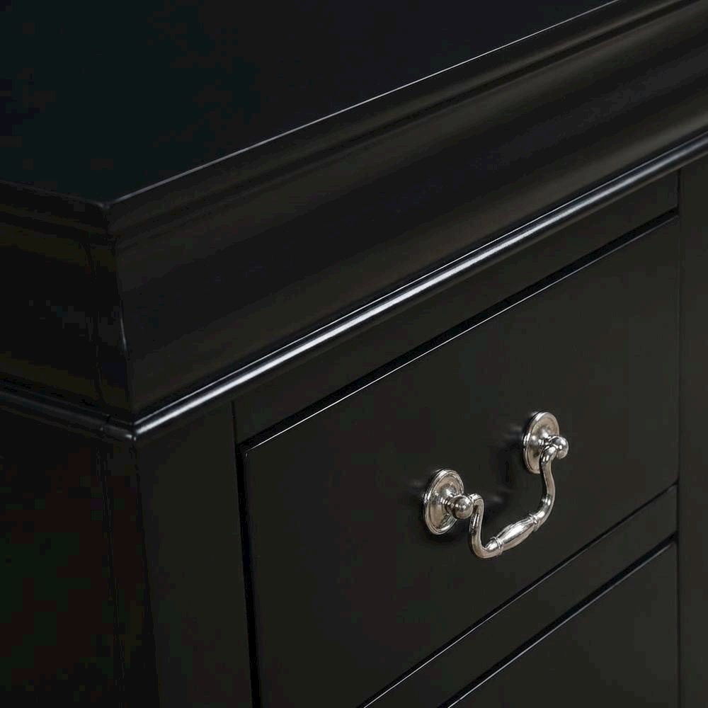 Black Philippe Iii Nightstand with Classic Design and Sturdy Construction