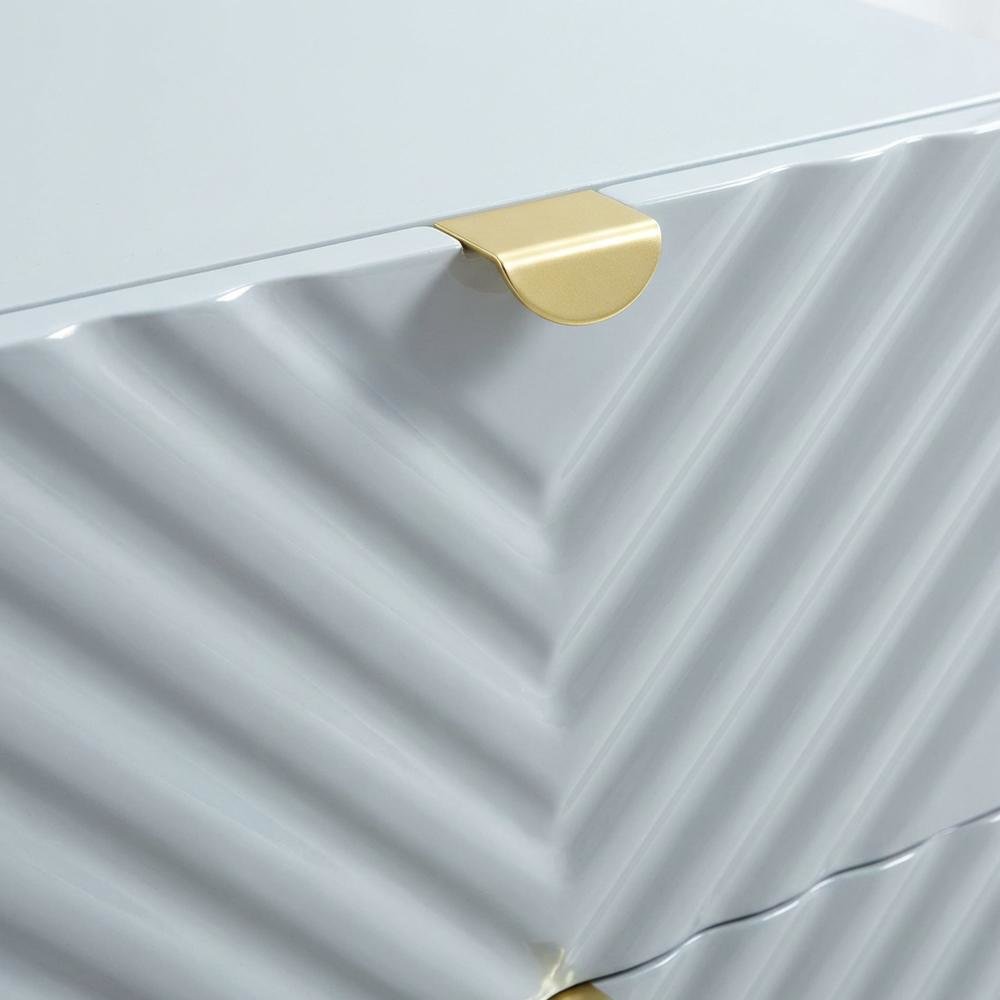 Gray Nightstand with High Gloss Finish and Contemporary Style