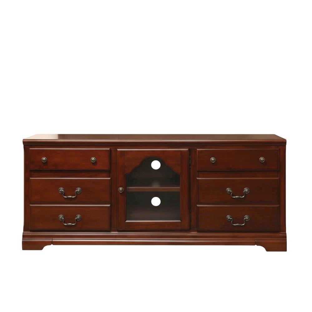 Cherry wood TV stand with sleek modern design and ample storage