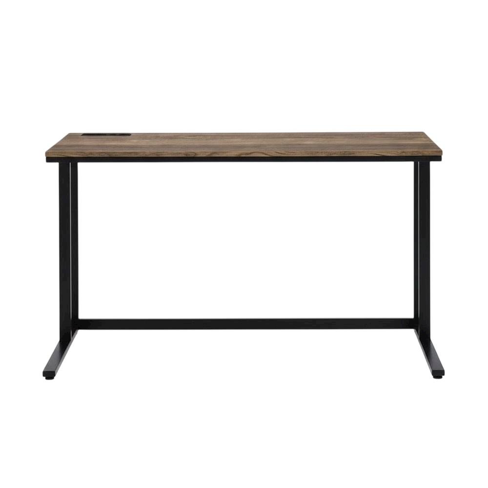 Walnut And Black Finish Office Desk With Built-In Usb Port For Modern Workspaces