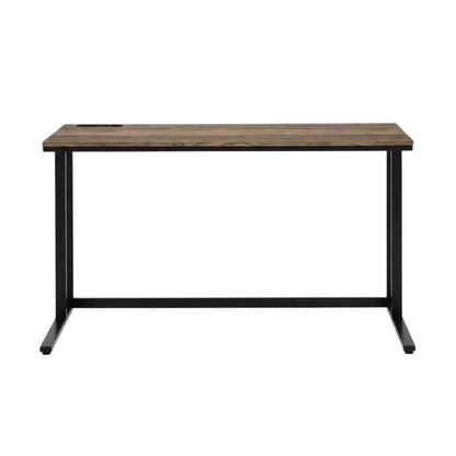 Walnut And Black Finish Office Desk With Built-In Usb Port For Modern Workspaces