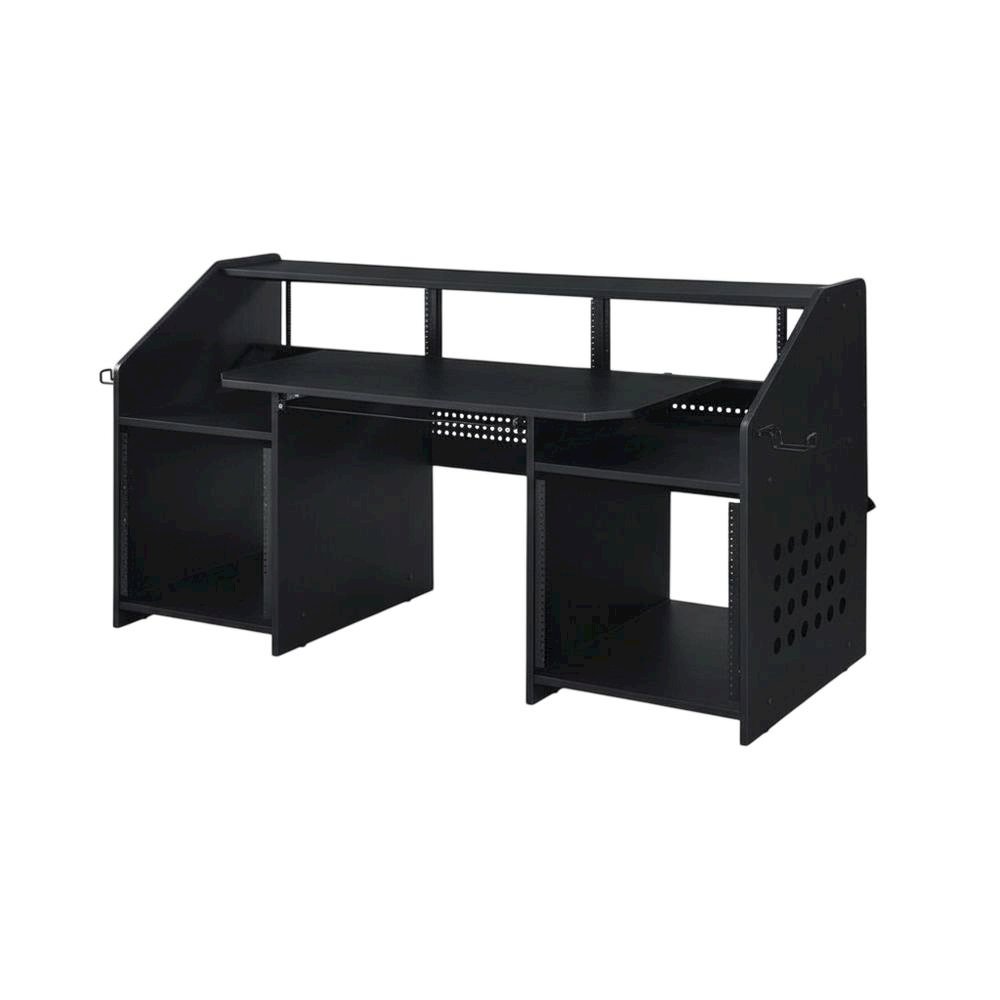 Black Finish Music Desk With Industrial Style And Rectangular Surface