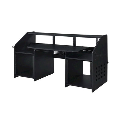 Black Finish Music Desk With Industrial Style And Rectangular Surface