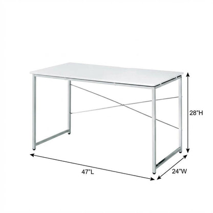 White And Chrome Finish Writing Desk With Modern Design