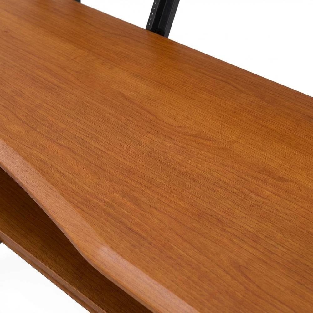 Industrial Style Office Desk With Cherry And Black Finish
