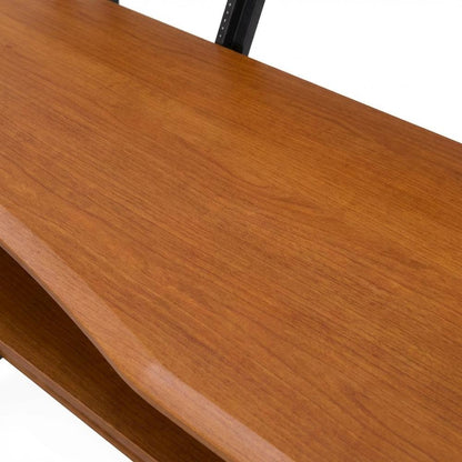 Industrial Style Office Desk With Cherry And Black Finish