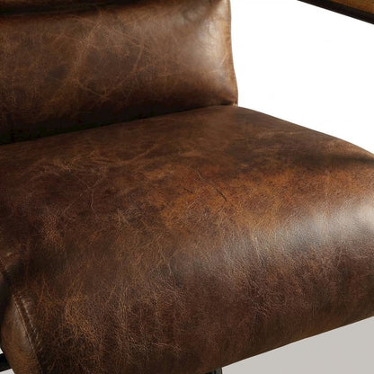 Retro Brown Top Grain Leather Executive Office Chair With Vintage Style
