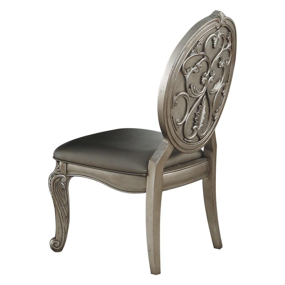 Northville Side Chair (Set-2) Synthetic Leather & Antique Silver